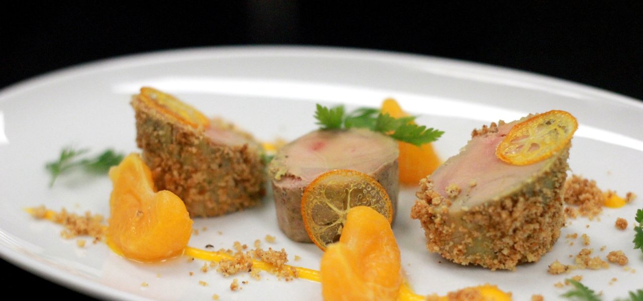 Foie gras de canard, clémentines, poivre de timut
