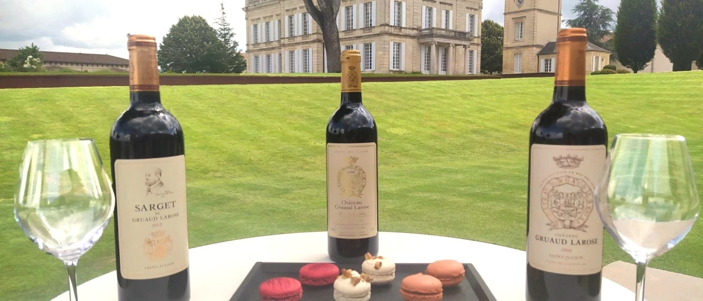 Macarons and wine at Chateau Gruaud Larose